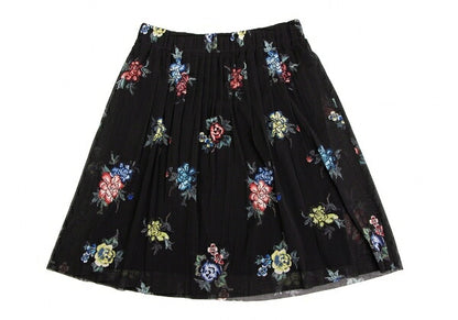 VIVIENNE TAM Floral Print Pleated Sheer Skirt Black Size 1