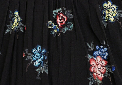 VIVIENNE TAM Floral Print Pleated Sheer Skirt Black Size 1