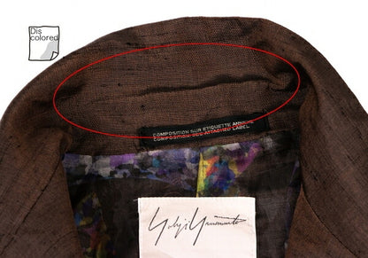 Yohji Yamamoto FEMME Silk Sheer Lining Jacket Brown Size XS