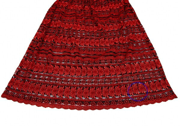 COMME des GARCONS Floral Embroidery Sheer Skirt Red Size M