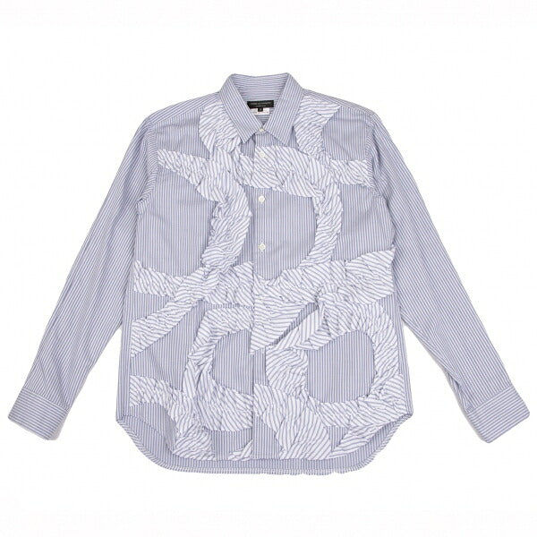 COMME des GARCONS HOMME PLUS White Blue Frill Shirt Size XS