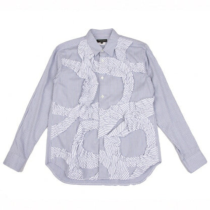 COMME des GARCONS HOMME PLUS White Blue Frill Shirt Size XS