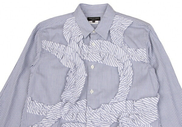 COMME des GARCONS HOMME PLUS White Blue Frill Shirt Size XS
