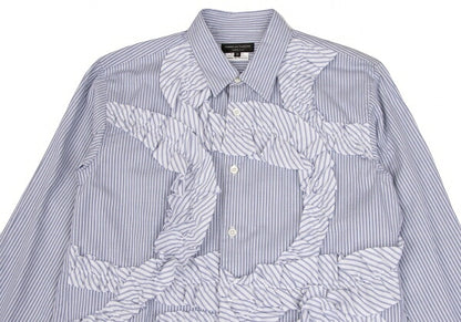 COMME des GARCONS HOMME PLUS White Blue Frill Shirt Size XS