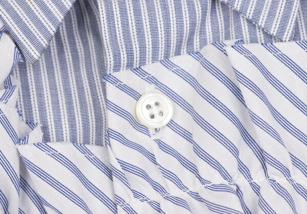 COMME des GARCONS HOMME PLUS White Blue Frill Shirt Size XS