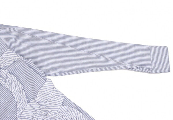 COMME des GARCONS HOMME PLUS White Blue Frill Shirt Size XS