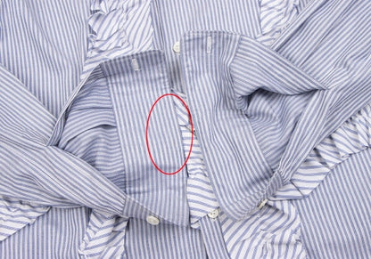 COMME des GARCONS HOMME PLUS White Blue Frill Shirt Size XS