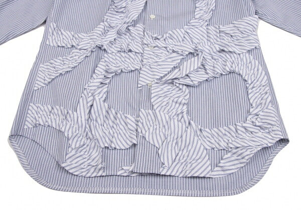 COMME des GARCONS HOMME PLUS White Blue Frill Shirt Size XS