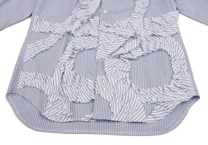 COMME des GARCONS HOMME PLUS White Blue Frill Shirt Size XS