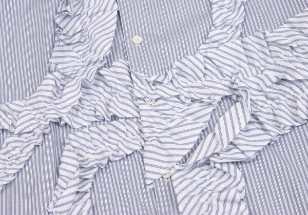 COMME des GARCONS HOMME PLUS White Blue Frill Shirt Size XS