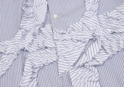COMME des GARCONS HOMME PLUS White Blue Frill Shirt Size XS