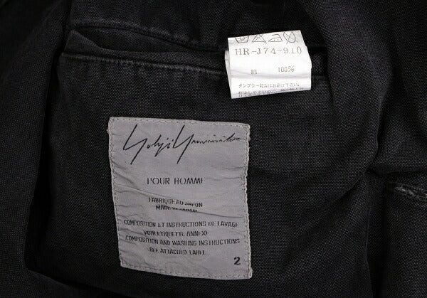 Yohji Yamamoto POUR HOMME 06SS Cotton Jacket Charcoal Size 2
