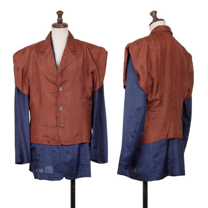COMME des GARCONS Silk Layered Shirt Jacket Brown Size M