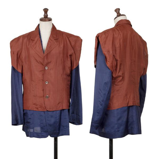 COMME des GARCONS Silk Layered Shirt Jacket Brown Size M