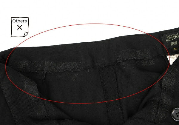 Jean Paul GAULTIER FEMME Wool Rayon Side Pants Black Size 40