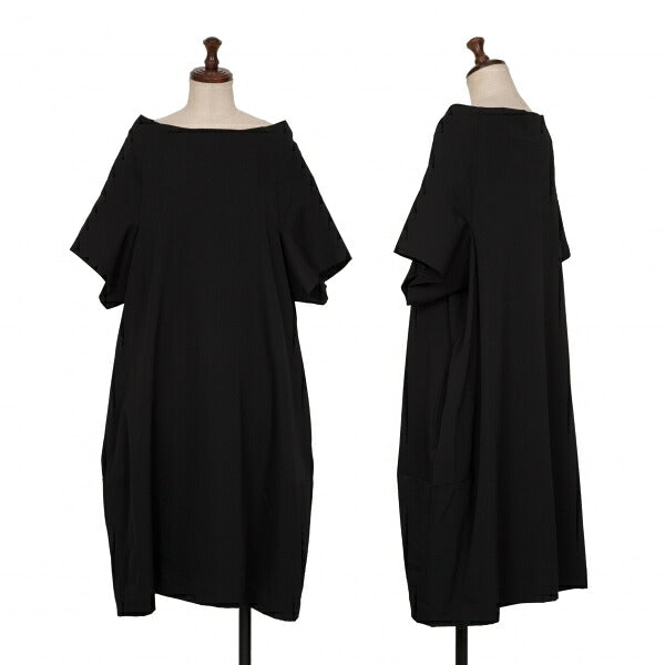 LIMI feu Wool Gabardine Wide Short Sleeve Dress Black Size S