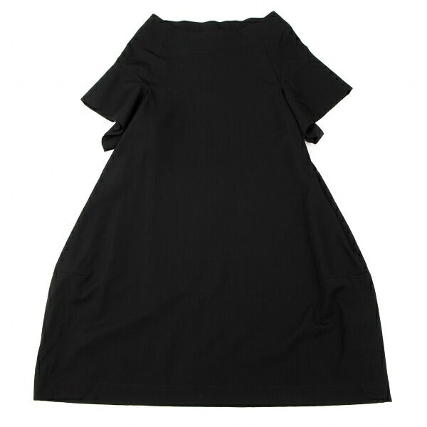 LIMI feu Wool Gabardine Wide Short Sleeve Dress Black Size S