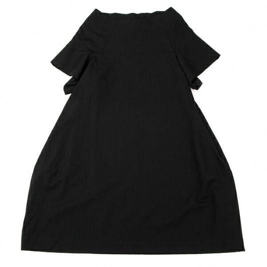 LIMI feu Wool Gabardine Wide Short Sleeve Dress Black Size S