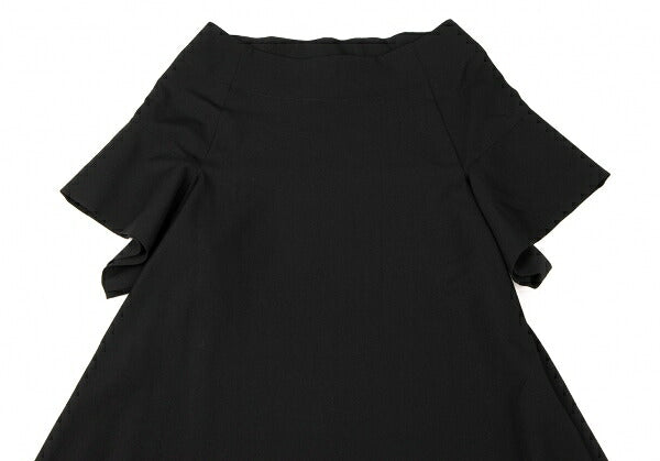 LIMI feu Wool Gabardine Wide Short Sleeve Dress Black Size S