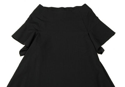 LIMI feu Wool Gabardine Wide Short Sleeve Dress Black Size S