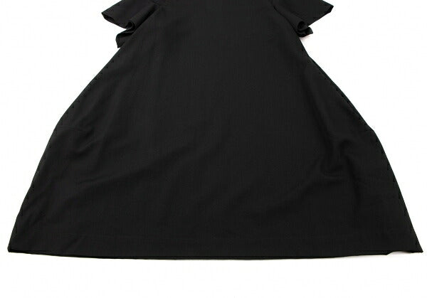 LIMI feu Wool Gabardine Wide Short Sleeve Dress Black Size S