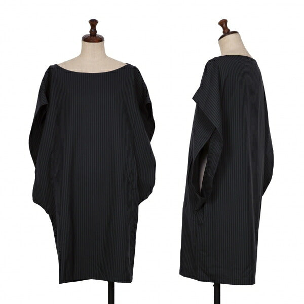 LIMI feu Wool Stripe Tunic Black Navy Blouse Size S