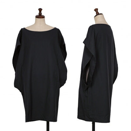 LIMI feu Wool Stripe Tunic Black Navy Blouse Size S