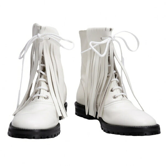 Yohji Yamamoto FEMME Tassel 8-Hole Boots White Size 22.5CM