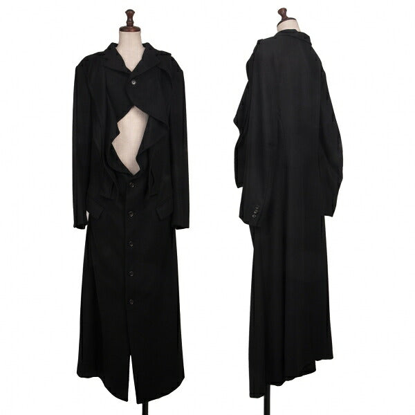 COMME des GARCONS Wool Blend Ruffle Coat Black Size M