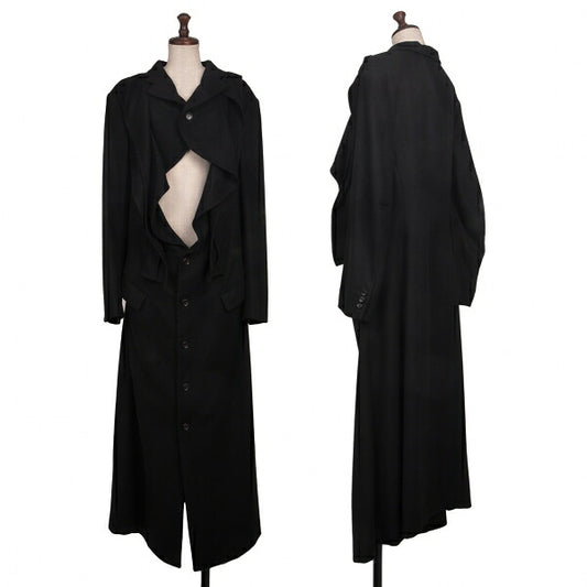 COMME des GARCONS Wool Blend Ruffle Coat Black Size M