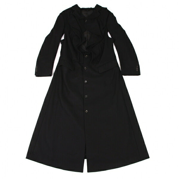 COMME des GARCONS Wool Blend Ruffle Coat Black Size M