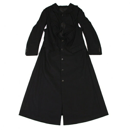 COMME des GARCONS Wool Blend Ruffle Coat Black Size M