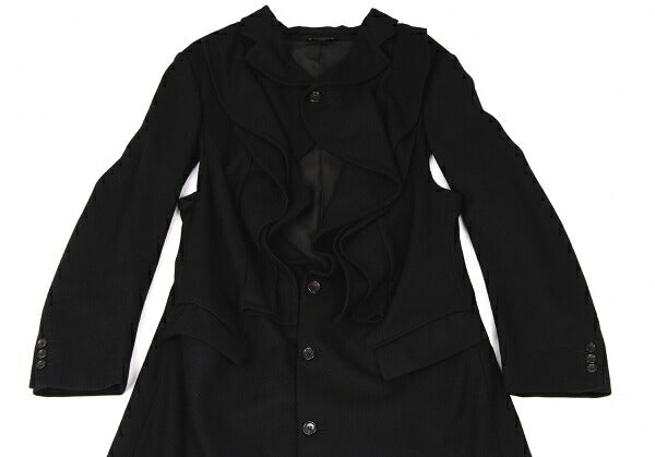 COMME des GARCONS Wool Blend Ruffle Coat Black Size M