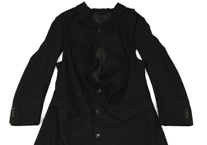 COMME des GARCONS Wool Blend Ruffle Coat Black Size M