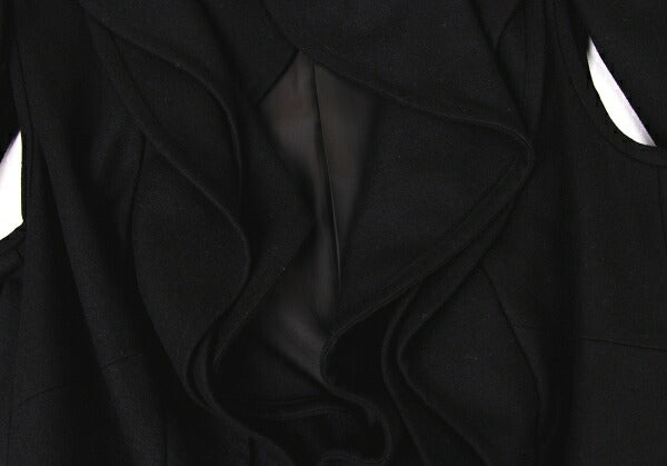COMME des GARCONS Wool Blend Ruffle Coat Black Size M