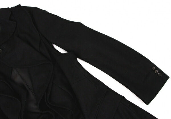 COMME des GARCONS Wool Blend Ruffle Coat Black Size M