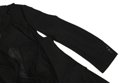 COMME des GARCONS Wool Blend Ruffle Coat Black Size M
