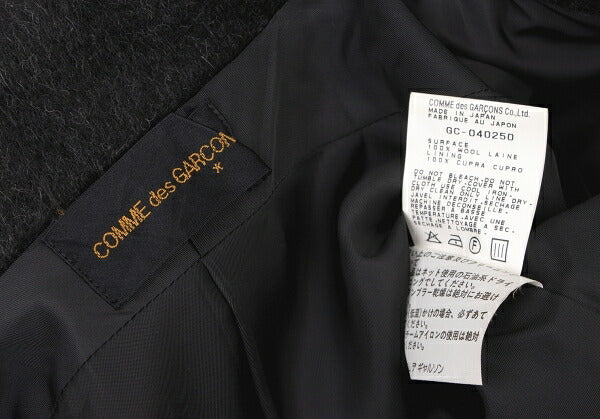 COMME des GARCONS Shaggy Wool Buttonless Coat Black Size M