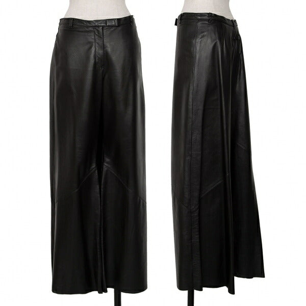 Jean Paul GAULTIER FEMME Lamb Leather Pants Black Skirt Size 42