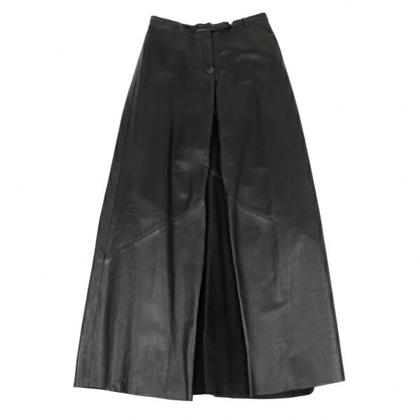 Jean Paul GAULTIER FEMME Lamb Leather Pants Black Skirt Size 42