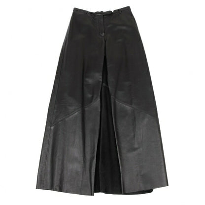 Jean Paul GAULTIER FEMME Lamb Leather Pants Black Skirt Size 42