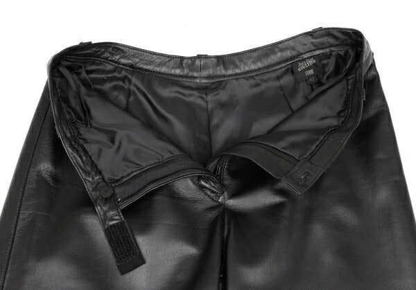 Jean Paul GAULTIER FEMME Lamb Leather Pants Black Skirt Size 42
