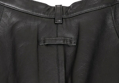 Jean Paul GAULTIER FEMME Lamb Leather Pants Black Skirt Size 42