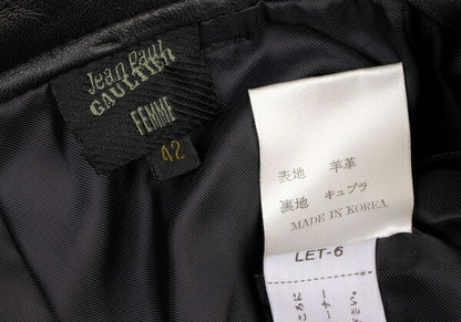 Jean Paul GAULTIER FEMME Lamb Leather Pants Black Skirt Size 42
