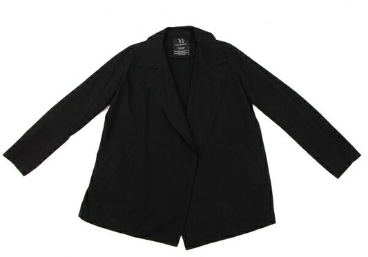 Y's Cotton Buttonless Jacket Black Size 3