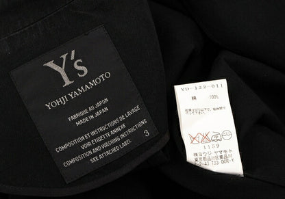 Y's Cotton Buttonless Jacket Black Size 3