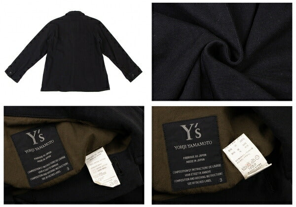 Y's Cotton Fly Front Sweat Jacket Black Size 3