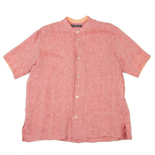 ISSEY MIYAKE MEN Linen No-Collar S/S Shirt Red Size 2