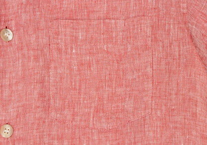 ISSEY MIYAKE MEN Linen No-Collar S/S Shirt Red Size 2