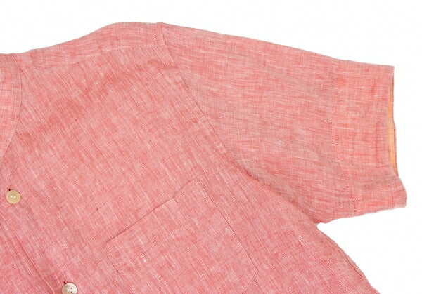 ISSEY MIYAKE MEN Linen No-Collar S/S Shirt Red Size 2